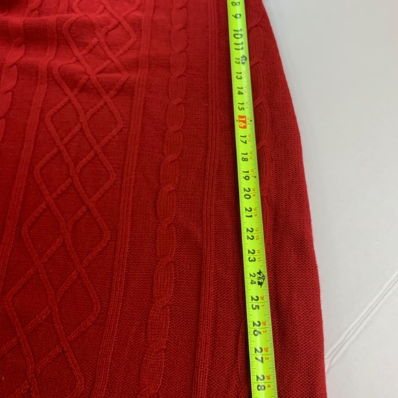 Cottagecore Sweater dress by, Pink Rose, size 1X long red cable knit - Picture 11 of 16